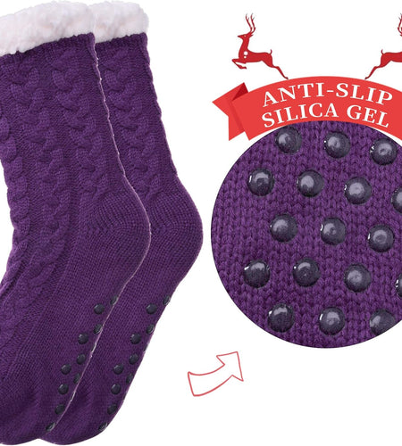Women'S Winter Super Soft Warm Cozy Fuzzy Fleece-Lined with Grippers Slipper Socks