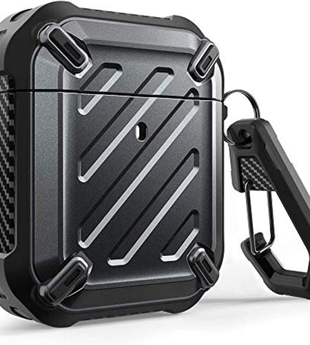 Unicorn Beetle Pro Series Case Designed for Airpods 1 & 2, Full-Body Rugged Protective Case with Carabiner for Apple Airpods 1St & 2Nd (Black)