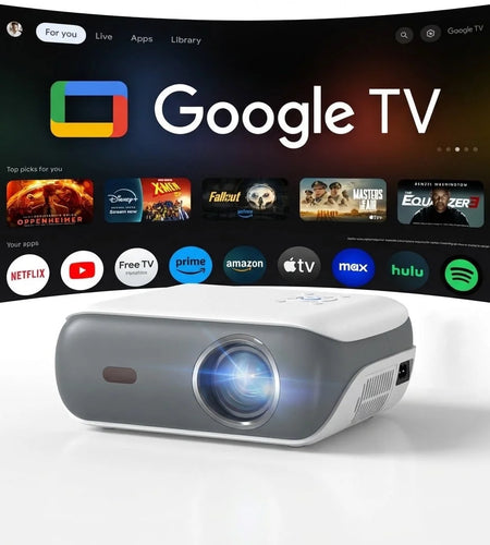 4K Supported Google TV Projector,Google Officially Licensed,Dolby Audio,Electric Focus & Auto Vertical Keystone