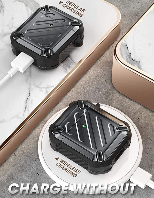 Load image into Gallery viewer, Unicorn Beetle Pro Series Case Designed for Airpods 1 &amp; 2, Full-Body Rugged Protective Case with Carabiner for Apple Airpods 1St &amp; 2Nd (Black)
