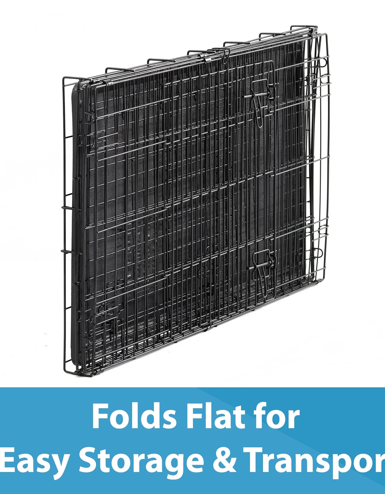 Foldable 48" Wire Crate for Dogs with Divider and Leak-Proof Tray