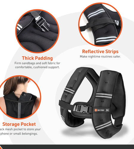 Weighted Vest, 20 Lb. - Adjustable Fitness Vest for Strength Training, Running, Walking, and Endurance Workouts
