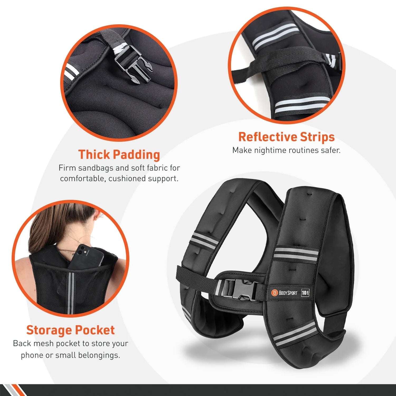 Weighted Vest, 20 Lb. - Adjustable Fitness Vest for Strength Training, Running, Walking, and Endurance Workouts