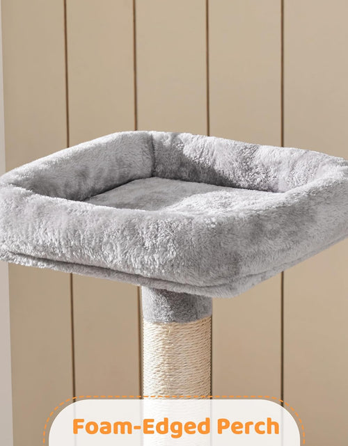 Load image into Gallery viewer, Cat Tree, 53.5 Inch Pet Play House with Sisal Scratching Posts, Condo, Perches, Wide Platform for Indoor Kittens/Adult Cats, Light Gray
