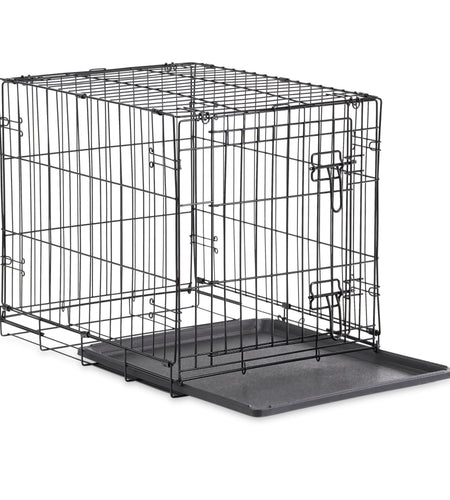 Foldable 48" Wire Crate for Dogs with Divider and Leak-Proof Tray