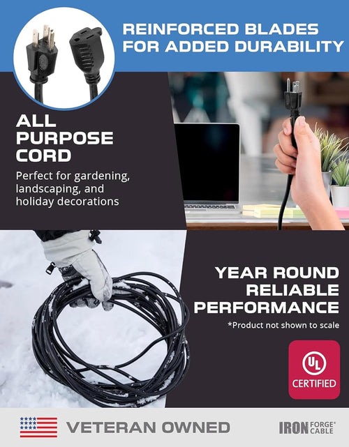 Load image into Gallery viewer, 2 Pack of 6 Ft Outdoor Extension Cords - 16/3 Heavy Duty Black Extension Cord Pack
