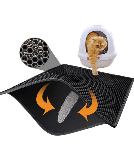 Kitty Cat Litter Mat Trapping Honeycomb Double Layer Design Waterproof Double Layer EVA Cat Litter Pad Waterproof Non-Slip Sand Basin Filter Kitten Dog Washable Mattress