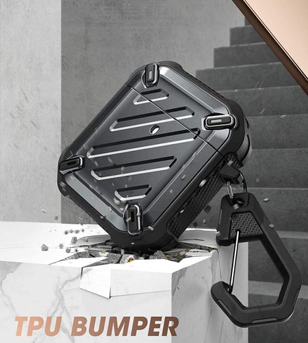 Unicorn Beetle Pro Series Case Designed for Airpods 1 & 2, Full-Body Rugged Protective Case with Carabiner for Apple Airpods 1St & 2Nd (Black)