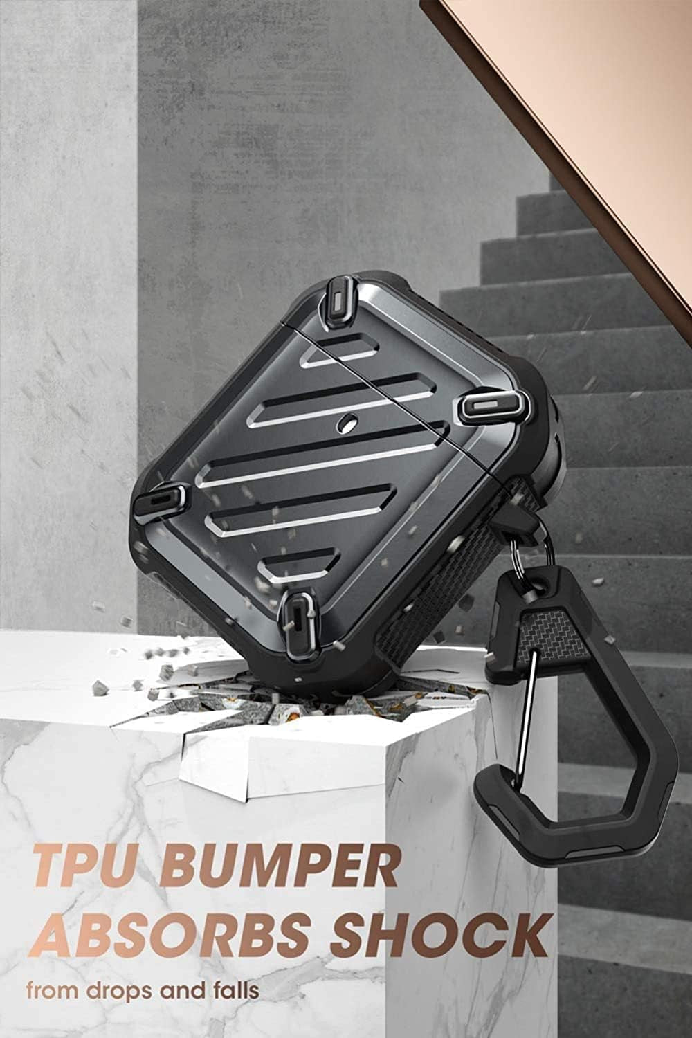 Unicorn Beetle Pro Series Case Designed for Airpods 1 & 2, Full-Body Rugged Protective Case with Carabiner for Apple Airpods 1St & 2Nd (Black)