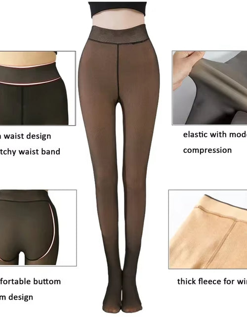 Load image into Gallery viewer, Women'S Thermal Leggings Insulated Tights Fleece Lined High Waist Elasticity Thick Plush Women Pantyhose Winter below 70Kg
