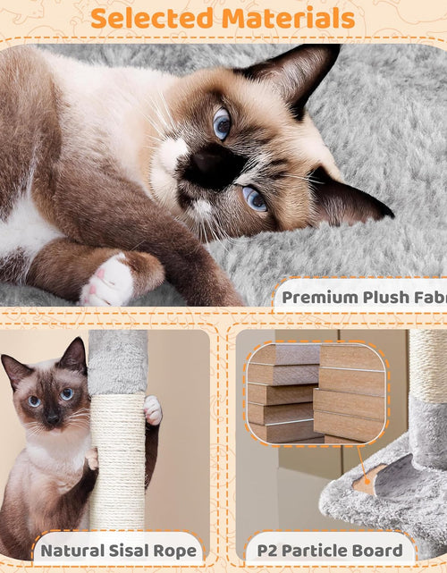 Load image into Gallery viewer, Cat Tree, 53.5 Inch Pet Play House with Sisal Scratching Posts, Condo, Perches, Wide Platform for Indoor Kittens/Adult Cats, Light Gray
