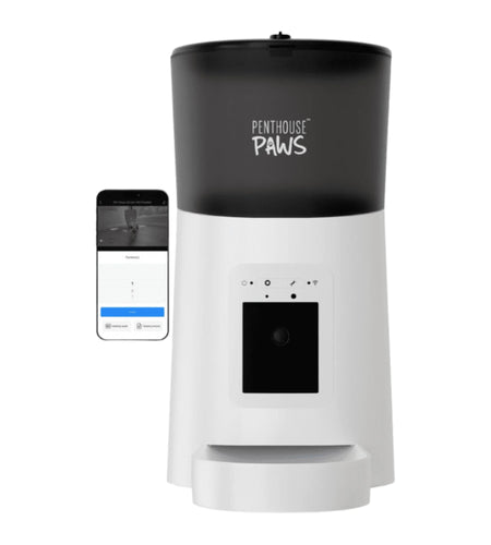 Smart HD Automatic Pet Feeder, 6L Dry Food Capacity, 1080P Camera, 2-Way Audio, Scheduled Meals, Backup Power, Easy to Clean, Anti-Jam Design for Cat and Dog, White