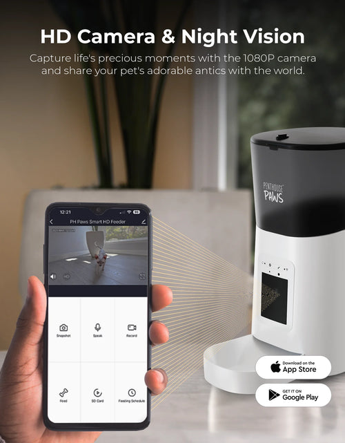 Load image into Gallery viewer, Smart HD Automatic Pet Feeder, 6L Dry Food Capacity, 1080P Camera, 2-Way Audio, Scheduled Meals, Backup Power, Easy to Clean, Anti-Jam Design for Cat and Dog, White
