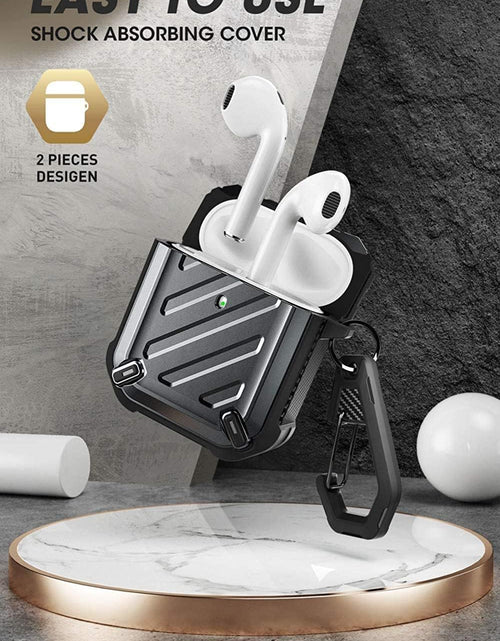 Load image into Gallery viewer, Unicorn Beetle Pro Series Case Designed for Airpods 1 &amp; 2, Full-Body Rugged Protective Case with Carabiner for Apple Airpods 1St &amp; 2Nd (Black)
