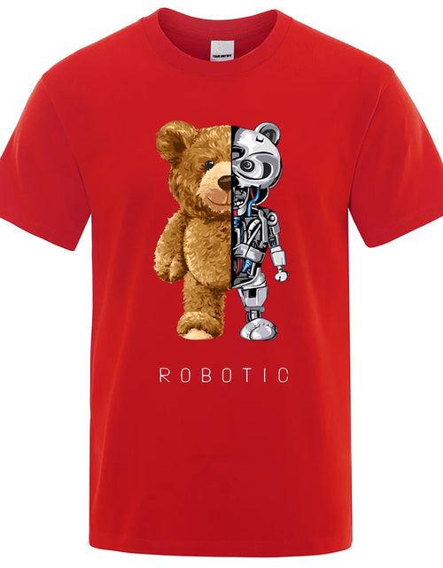 Load image into Gallery viewer, Funny Ted Bear Robot Tshirt Robotic Bear Men Short Sleeve Fashion Casual Clothing Summer Cotton Tees Oversized Street T-Shirts
