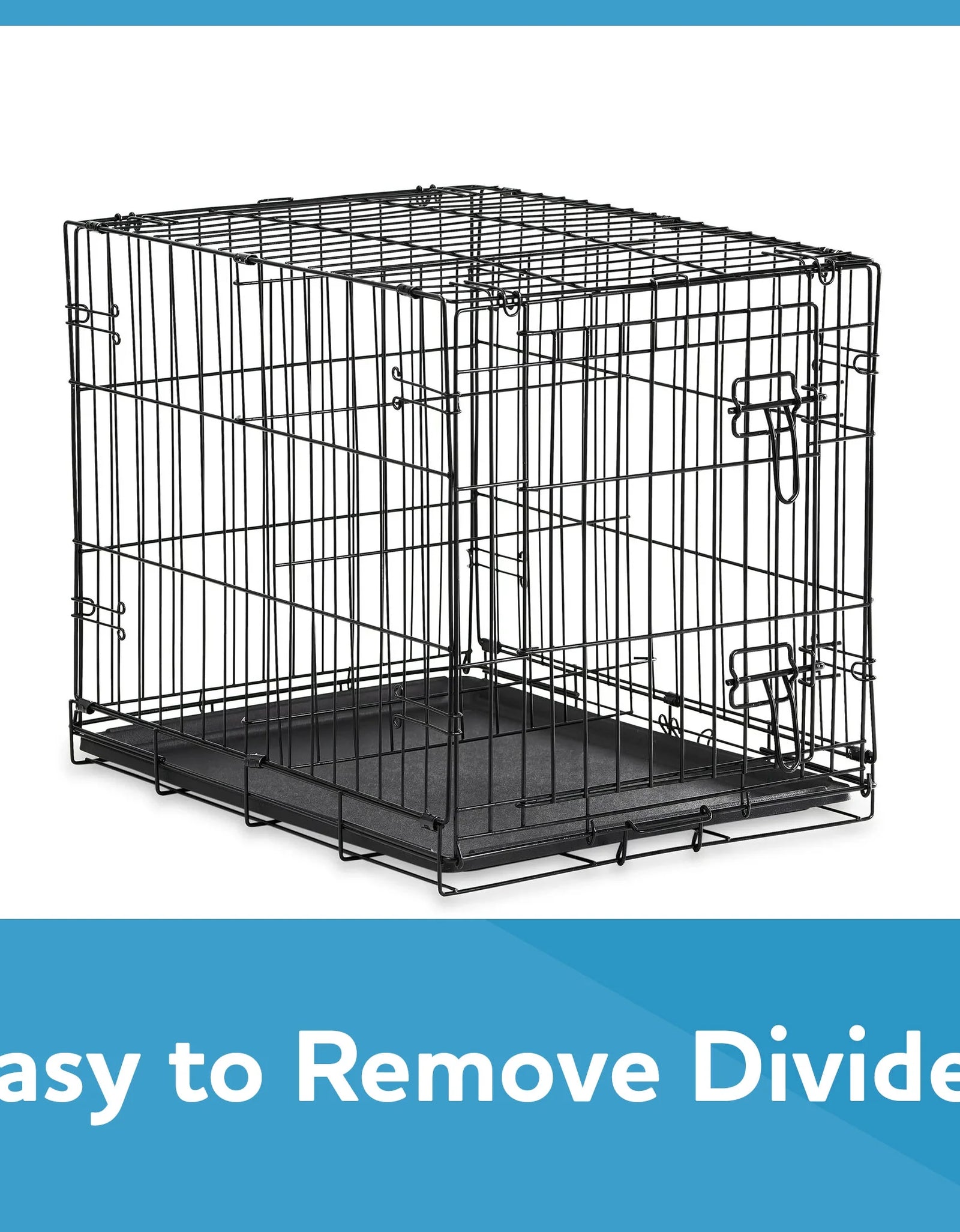 Foldable 48" Wire Crate for Dogs with Divider and Leak-Proof Tray