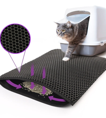Kitty Cat Litter Mat Trapping Honeycomb Double Layer Design Waterproof Double Layer EVA Cat Litter Pad Waterproof Non-Slip Sand Basin Filter Kitten Dog Washable Mattress