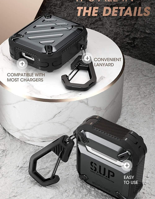 Load image into Gallery viewer, Unicorn Beetle Pro Series Case Designed for Airpods 1 &amp; 2, Full-Body Rugged Protective Case with Carabiner for Apple Airpods 1St &amp; 2Nd (Black)
