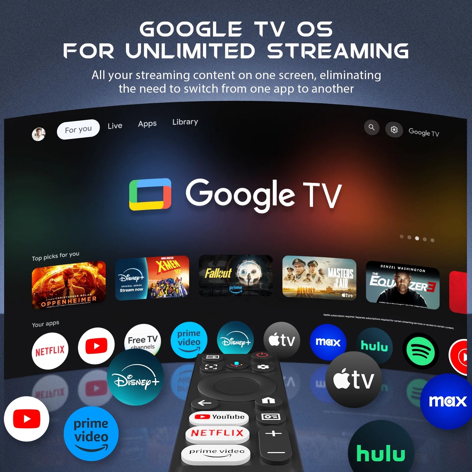 4K Supported Google TV Projector,Google Officially Licensed,Dolby Audio,Electric Focus & Auto Vertical Keystone