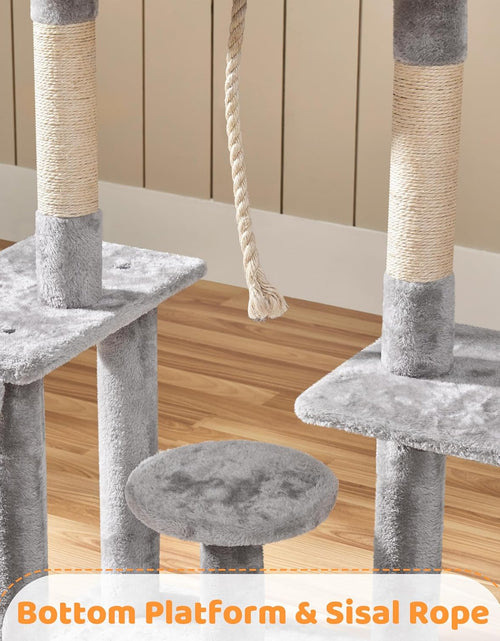 Load image into Gallery viewer, Cat Tree, 53.5 Inch Pet Play House with Sisal Scratching Posts, Condo, Perches, Wide Platform for Indoor Kittens/Adult Cats, Light Gray
