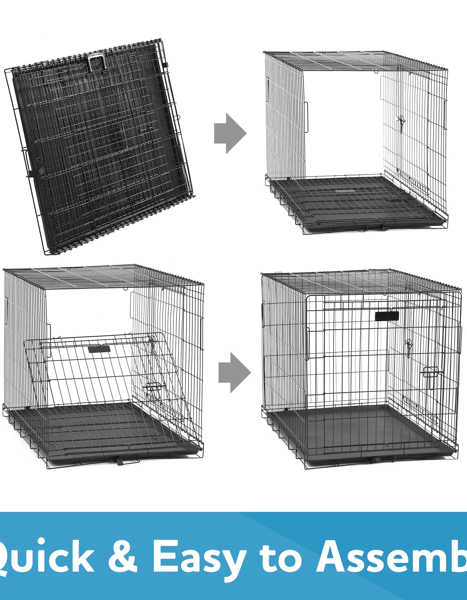 Foldable 48" Wire Crate for Dogs with Divider and Leak-Proof Tray